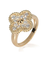 Pre-Owned Van Cleef & Arpels Yellow Gold Diamond Vintage Alhambra Ring