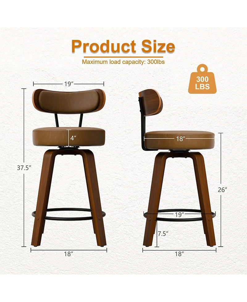 Dyhome 24 inches Bar Stools Set of 3, Modern Counter Height with Wood Back, Boucle Fabric Upholstered Barstools for Home, Cafe