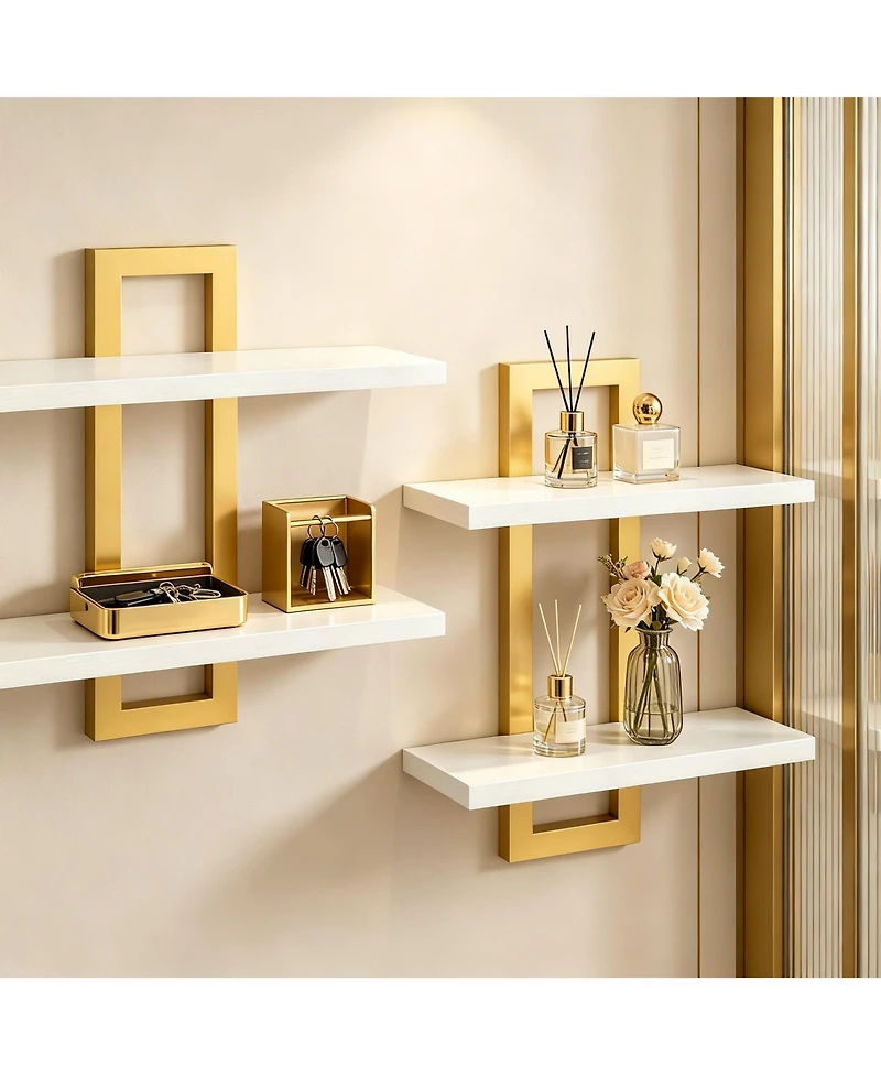 Yigii Double-Layer Floating Shelves for Home Decor, Capacity, Easy Install, Versatile Use