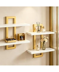 Yigii Double-Layer Floating Shelves for Home Decor, Capacity, Easy Install, Versatile Use