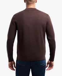 Spring + Mercer Men's Plus Long Sleeve Sweater With Full Buttoned Two Patch Pockets