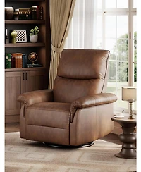 gaomon Manual Recliner Chair,360 Swivel Rocker Glider Recliner with Padded Armrests,Modern Pu Leather Upholstered Reclining Chair