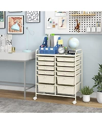 Slickblue 12 Drawer Rolling Storage Cart with Lockable Wheels Organizer