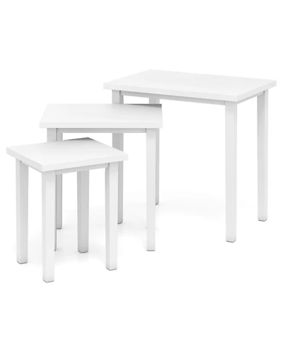 Slickblue Farmhouse Rectangle Side Table Set of 3, Rustic End Tables for Living Room