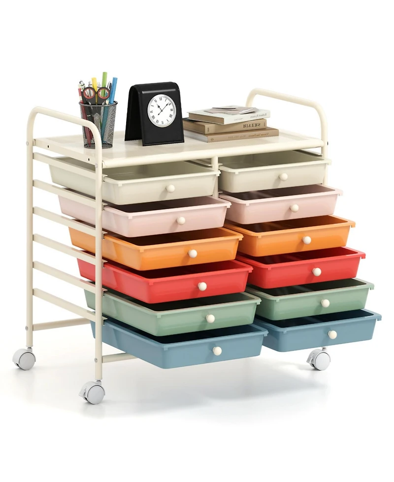 Slickblue Rolling Storage Cart 12 Drawer Organizer for Home Office