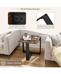 Slickblue Industrial Style End Table with Metal Frame for Sofa and Living Room Use-Rustic