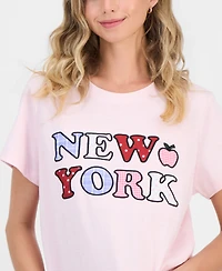Freeze 24-7 Juniors' Applique New York Graphic T-Shirt