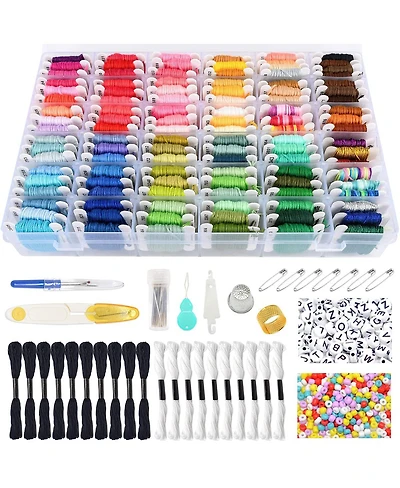 Gnuadz 52 pieces Embroidery Floss Kit Organizer Box Cross Tools Bobbins Gift