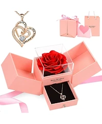 Gnuadz Mom Gifts Preserved Rose Heart Necklace Box Card