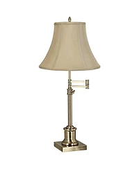 360 Lighting Traditional Swing Arm Desk Table Lamp Adjustable Height 36" Tall Antique Brass Imperial Bell Shade Living Room Bedroom