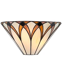 Regency Hill Filton Tiffany Style Wall Light Sconces Set of 2 Bronze Hardwire 12 1/4" Fixture Art Glass for Bedroom Bathroom Vanity House