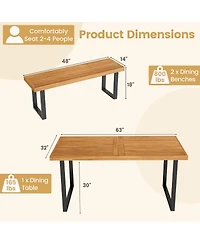 Slickblue Outdoor Dining Table Set 3 Piece with Backless Benches