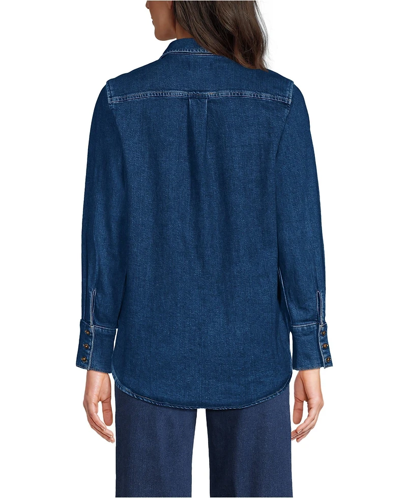 Lands' End Women's Soft Denim Twill Button Front Shirt