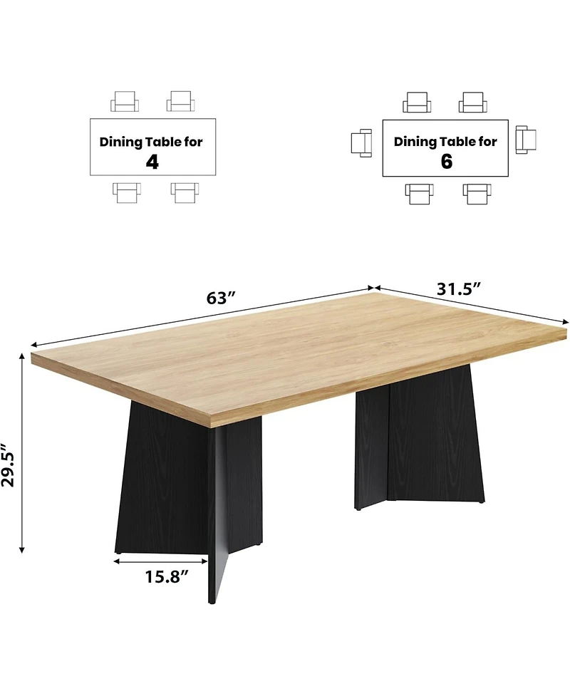 gaomon 63" Dining Table for 6-8, Modern Design with Large Top & Sturdy Pedestal Legs Kitchen or Conference Room