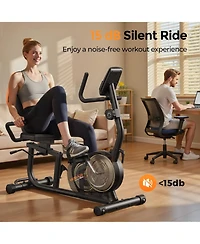 Fed Fitness Smart Recumbent Exercise Bike Pro with App, 350LB Capacity, 16-Level Magnetic Resistance, Lcd Monitor and Pulse Sensors