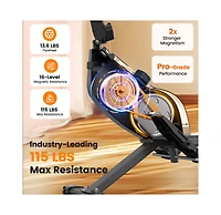 Fed Fitness Magnetic Rowing Machine 350LB Capacity, Foldable Home Rower with 16-Level 115lbs Resistance and Bluetooth