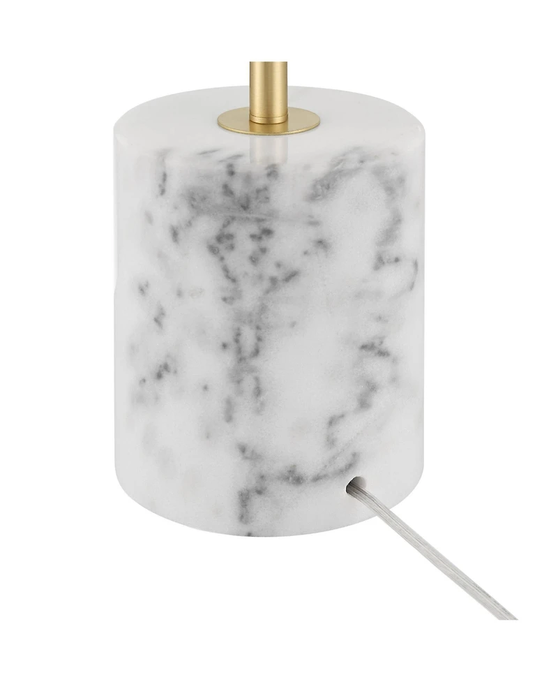 Possini Euro Design Scava Mid Century Modern 61 1/2" Tall Standing Floor Lamp Pole Pull Chain Marble Antique Brass Finish