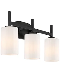 Possini Euro Design Possini Euro Nanni 22"W Matte Black Fluted Glass 3-Light Bath Light