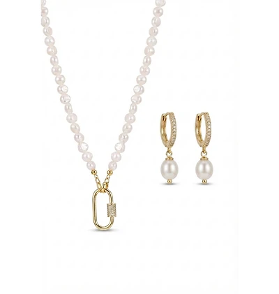 Joey Baby Freshwater Pearl Gold-Tone Layered Necklace And Huggie Earring Set