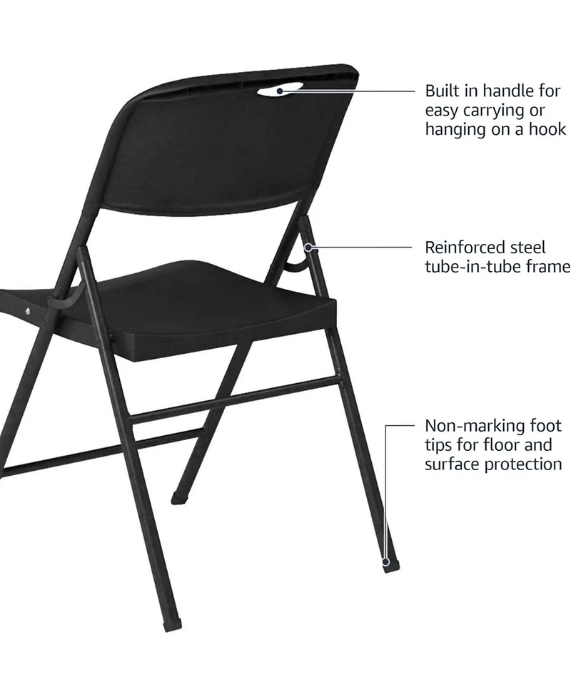 Yiortwo Heavy Duty Folding Chair, Stackable Portable Indoor Outdoor Seating