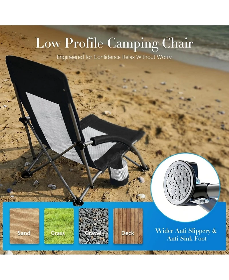 Yiortwo Portable Folding Camping Chair with Mesh Back, Lightweight Outdoor