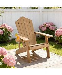 Yiortwo Adirondack Chair with Hidden Cup Holder, Weather Resistant Outdoor