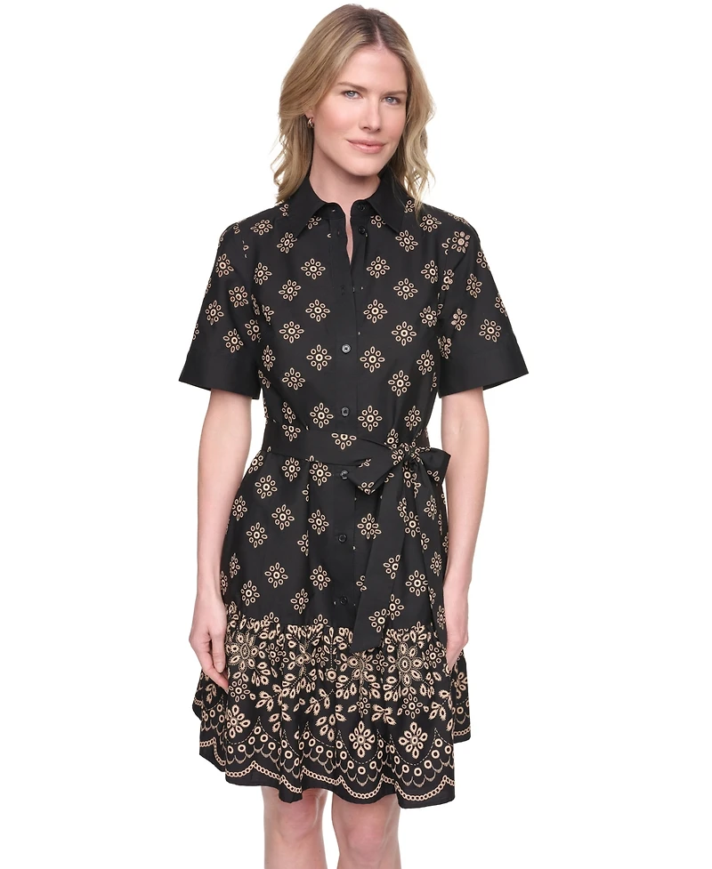 Jessica Howard Petite Short-Sleeve Fit and Flare Shirt Dress