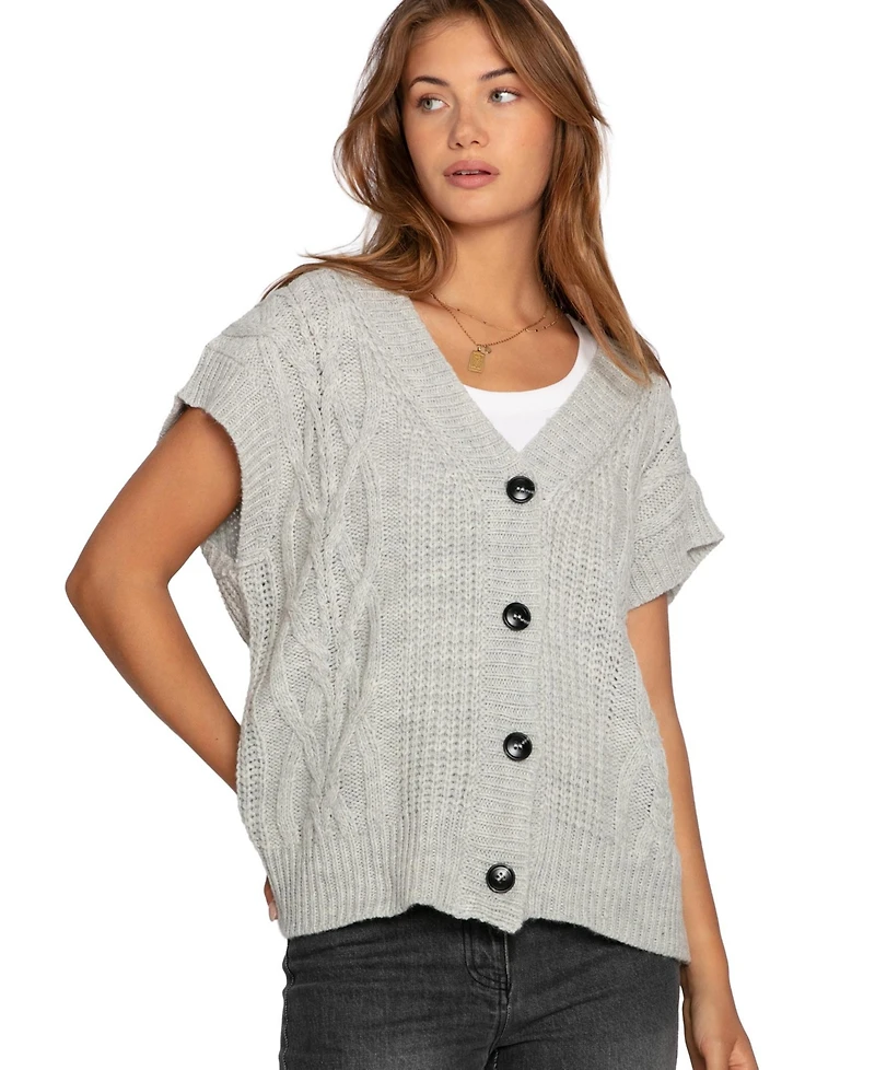 Belle & Bloom Women's Rosette Oversized Knitted Vest
