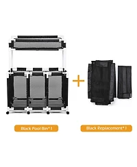 Yescom 424 Gal Pool Float Storage Bin Net Replacement 52"x33"x67" 2 Tiers Rolling Toys Cart