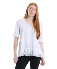 Wilt Women's V-Neck Mixed Media Tee