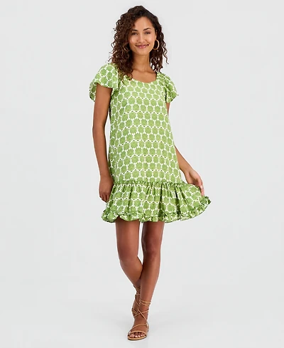 Robbie Bee Women's Printed On/Off-Shoulder Shift Dress