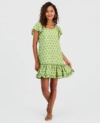 Robbie Bee Women's Printed On/Off-Shoulder Shift Dress