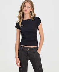 Madden Girl Juniors' Boat-Neck Cap Sleeve T-Shirt