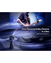 Aurzen Portable Movie Projector with Google Tv Built-in, 500 Ansi Lumens, 4K Support, 20W Speakers with DoIby Audio, Tof Auto Focus