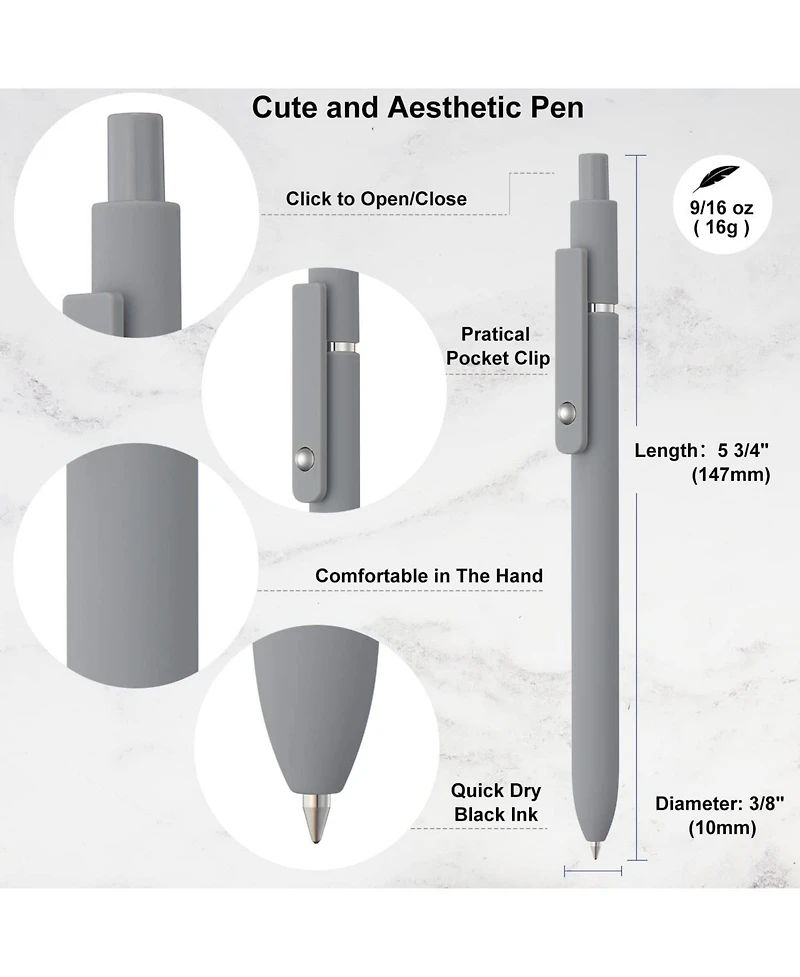 Gnuadz Cute Retractable Gel Pens 0.5mm Quick Dry Smooth Writing