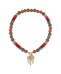Rachel Rachel Roy Semi Precious Beaded Toggle Necklace with Evil Eye Pendant Brass