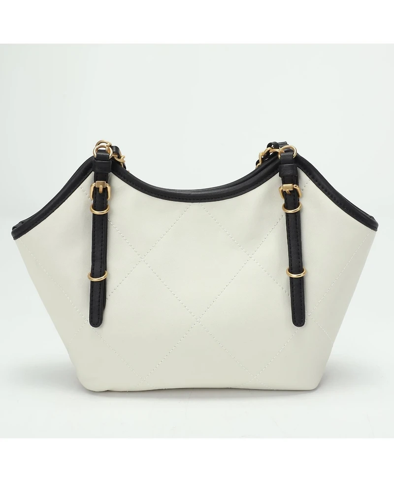 Susu Luxea Quilted Chain Shoulder Bag Small Leather Handbag with Gold Chain Strap
