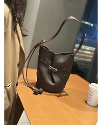 Susu Solene Leather Bucket Bag Minimalist Shoulder Crossbody Purse