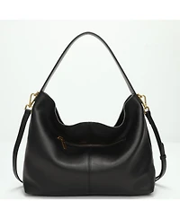 Susu Mara Soft Pebbled Leather Slouchy Hobo Shoulder Bag with Crossbody Strap Casual Everyday Tote Purse