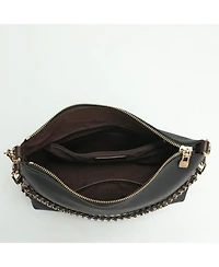 Susu Riva Leather Convertible Hobo Bag Shoulder and Crossbody with Chain Detail
