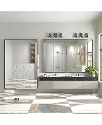 Apmir 60" x 40" High-Strength Tempered Glass and Aluminum Alloy Framed Wall Decor Bathroom Vanity Mirror