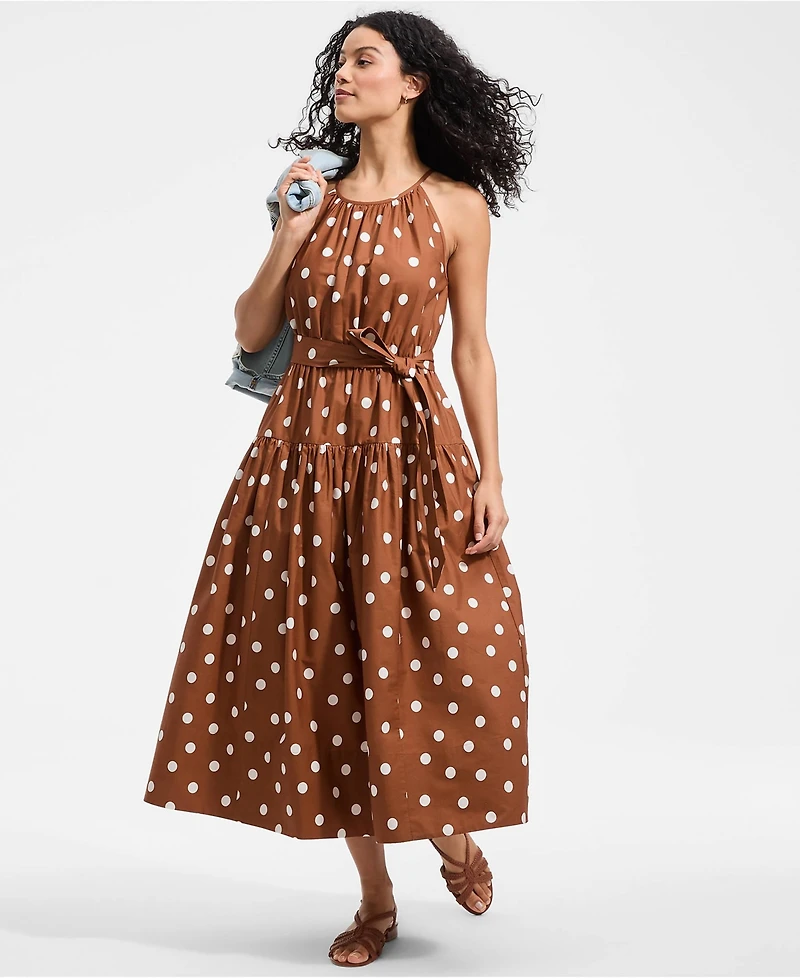 Lands' End Women's Poplin Halter Midi Dress