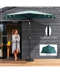 homfan 9FT Half Patio Umbrella with Led Lights, Uv Protection, Sturdy Canopy and Easy Crank for Patio, Garden, Deck, Balcony Table