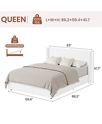 gaomon Lift Up Storage Bed Frame – Corduroy Upholstered Platform with Gas Lift, Padded Headboard, No Box Spring Needed