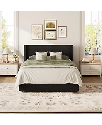gaomon Lift Up Storage Bed Frame – Corduroy Upholstered Platform with Gas Lift, Padded Headboard, No Box Spring Needed