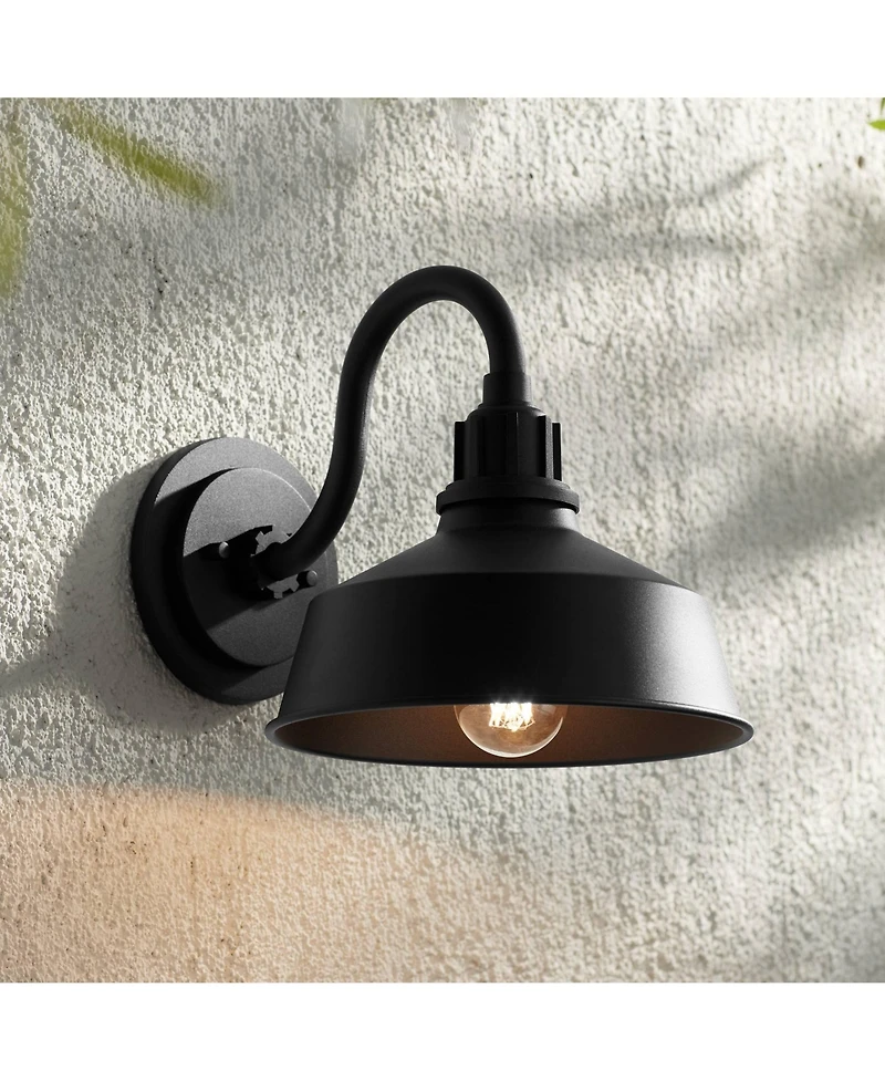Franklin Iron Works Arnett Rustic Industrial Farmhouse Outdoor Barn Light Fixture Gooseneck 10 1/2inches for Exterior Deck House Porch Patio Outside