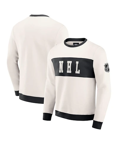 Fanatics Men's Cream Nhl-Logo Color Block Pullover Sweatshirt