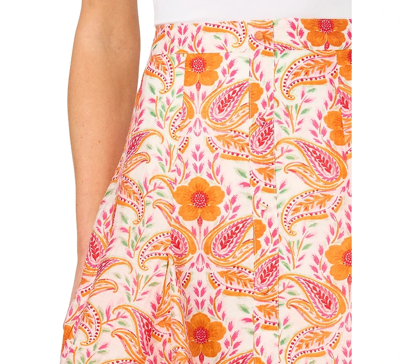 CeCe Women's Godet Button-Down Mini Skirt