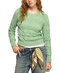 Lucky Brand Women's Acrylic Lace Crewneck Sweater