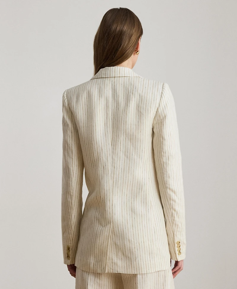 Lauren Ralph Women's Pinstripe Notch Lapel Long-Sleeve Blazer